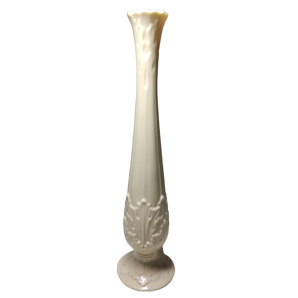 Vintage Lenox Tapered Bud Vase Footed Florentine Pattern Leaf Embossed USA